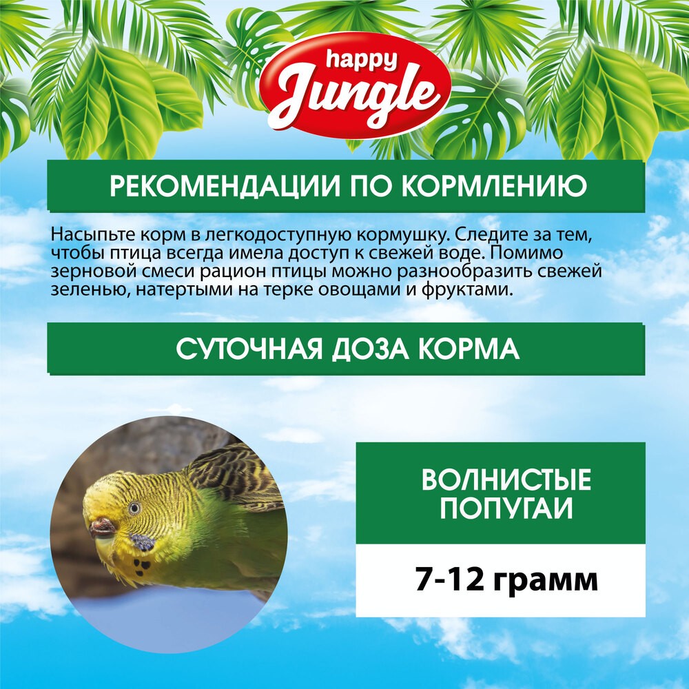 Корм для волнистых попугаев HAPPY JUNGLE