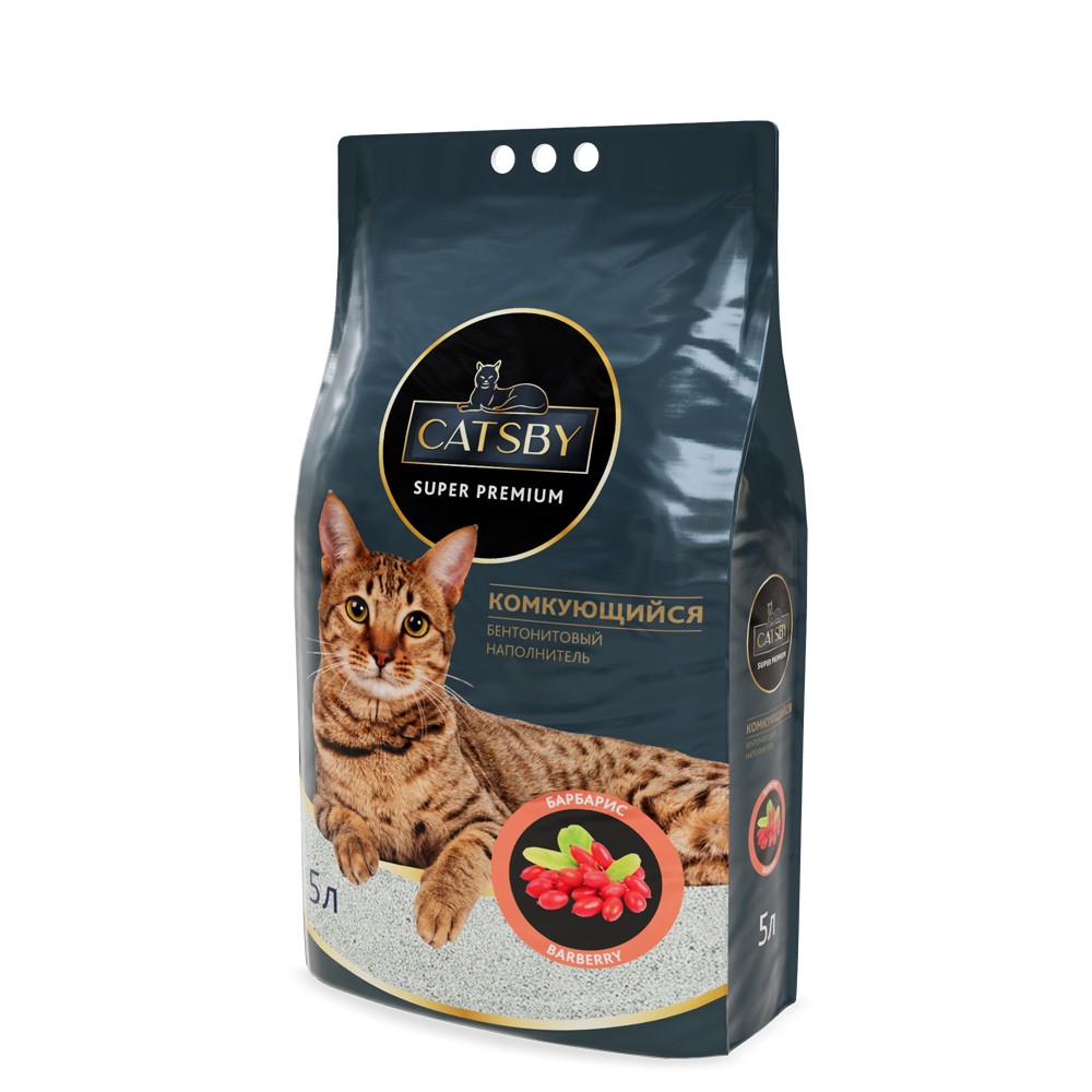 Наполнитель для кошачьего туалета CATSBY Barberry комкующийся минеральный 5л