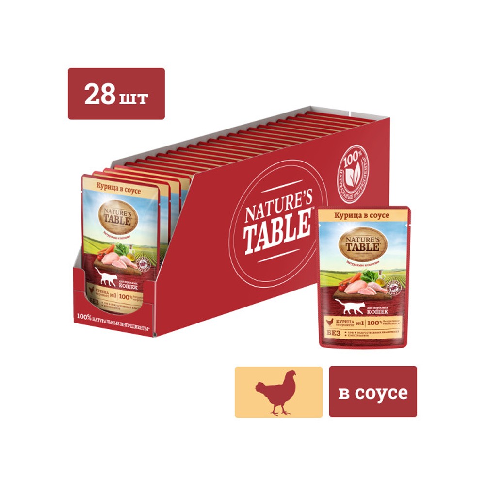 Корм для кошек NATURE'S TABLE Курица в соусе пауч