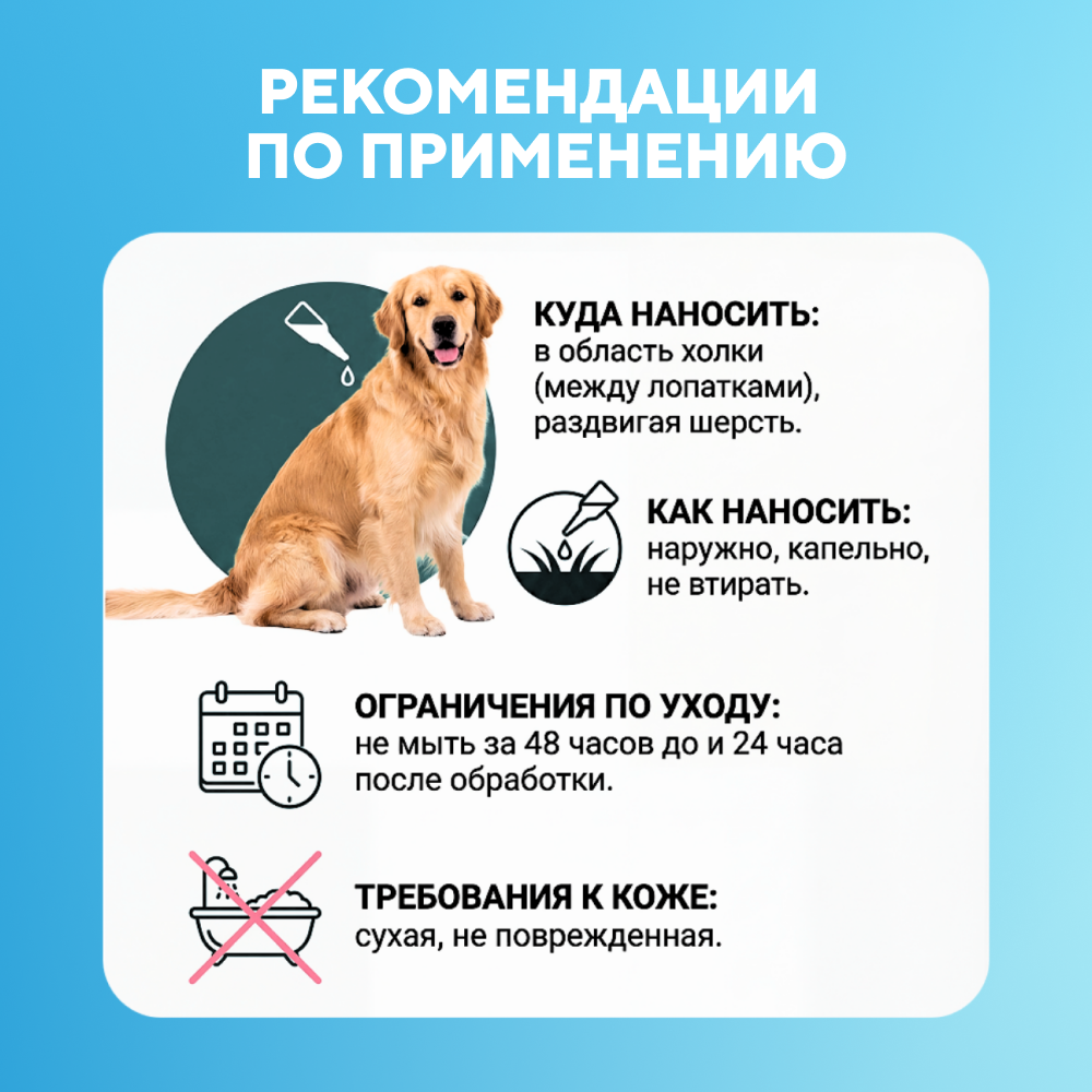 Капли для собак АВЗ БАРС от блох, клещей, вшей и комаров (от 10 до 20кг) 1,34мл, 1 пипетка