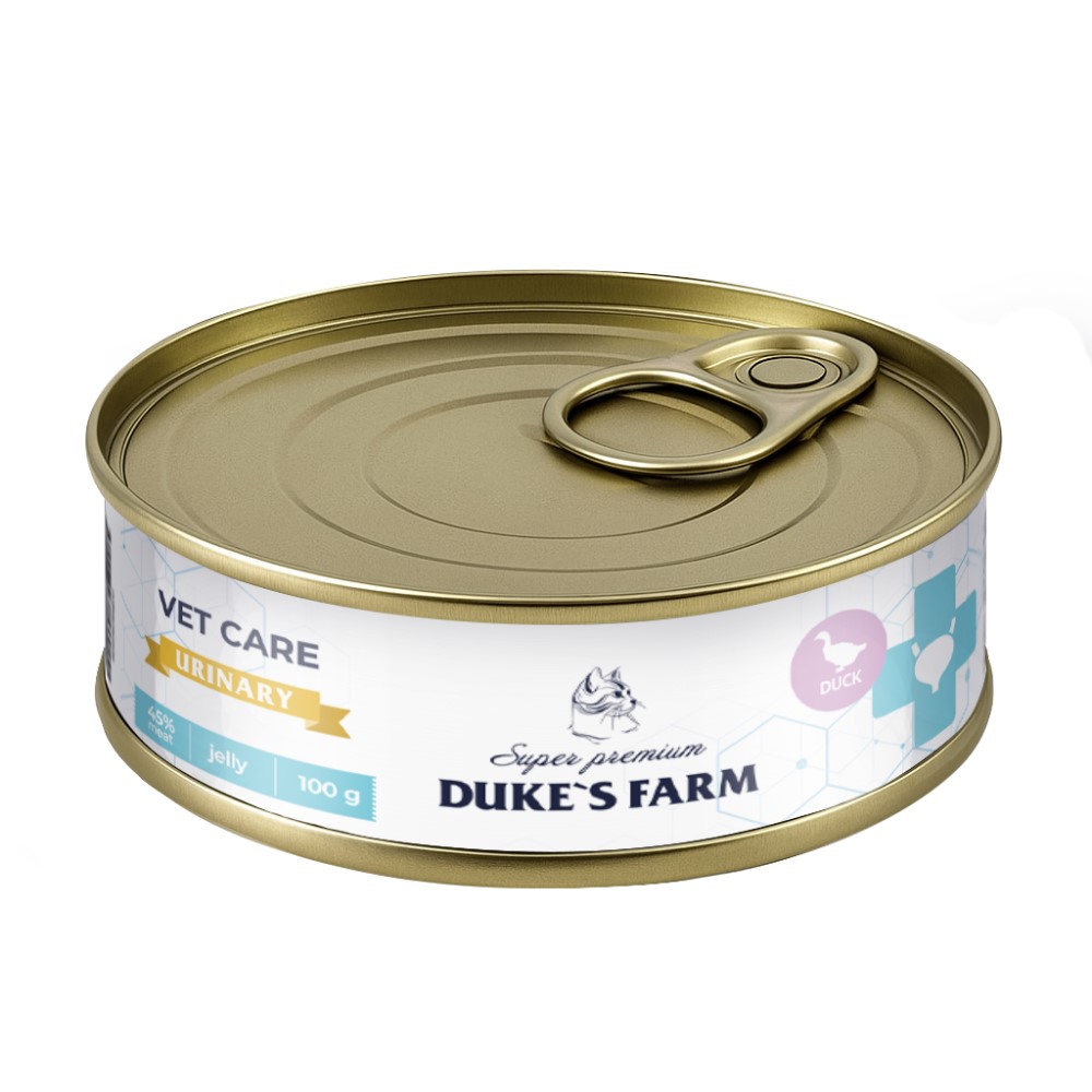 Корм для кошек DUKE'S FARM Vet Care Urinary для профилактики МКБ с уткой, волокна в желе банка