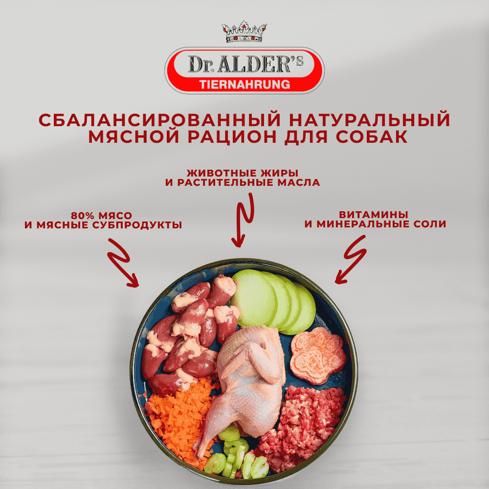 Корм для собак DR. ALDER`S Алдерс Гарант 80%рубленного мяса Птица банка