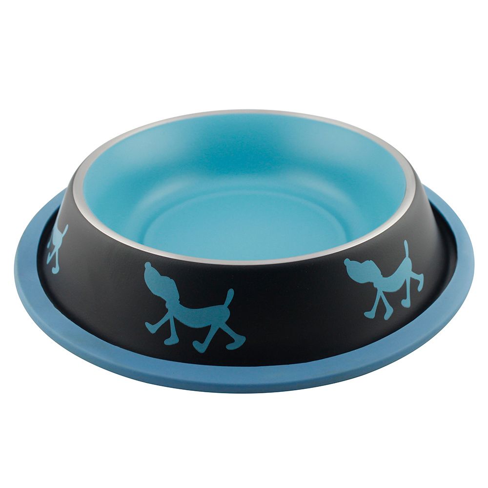 Миска для животных FOXIE Uni-Tinge Non Skid Bowl металлическая 400мл голубая