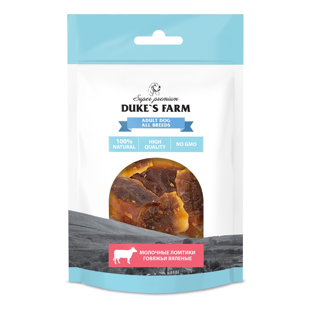 Лакомство для собак DUKE'S FARM Говяжьи молочные ломтики вяленые