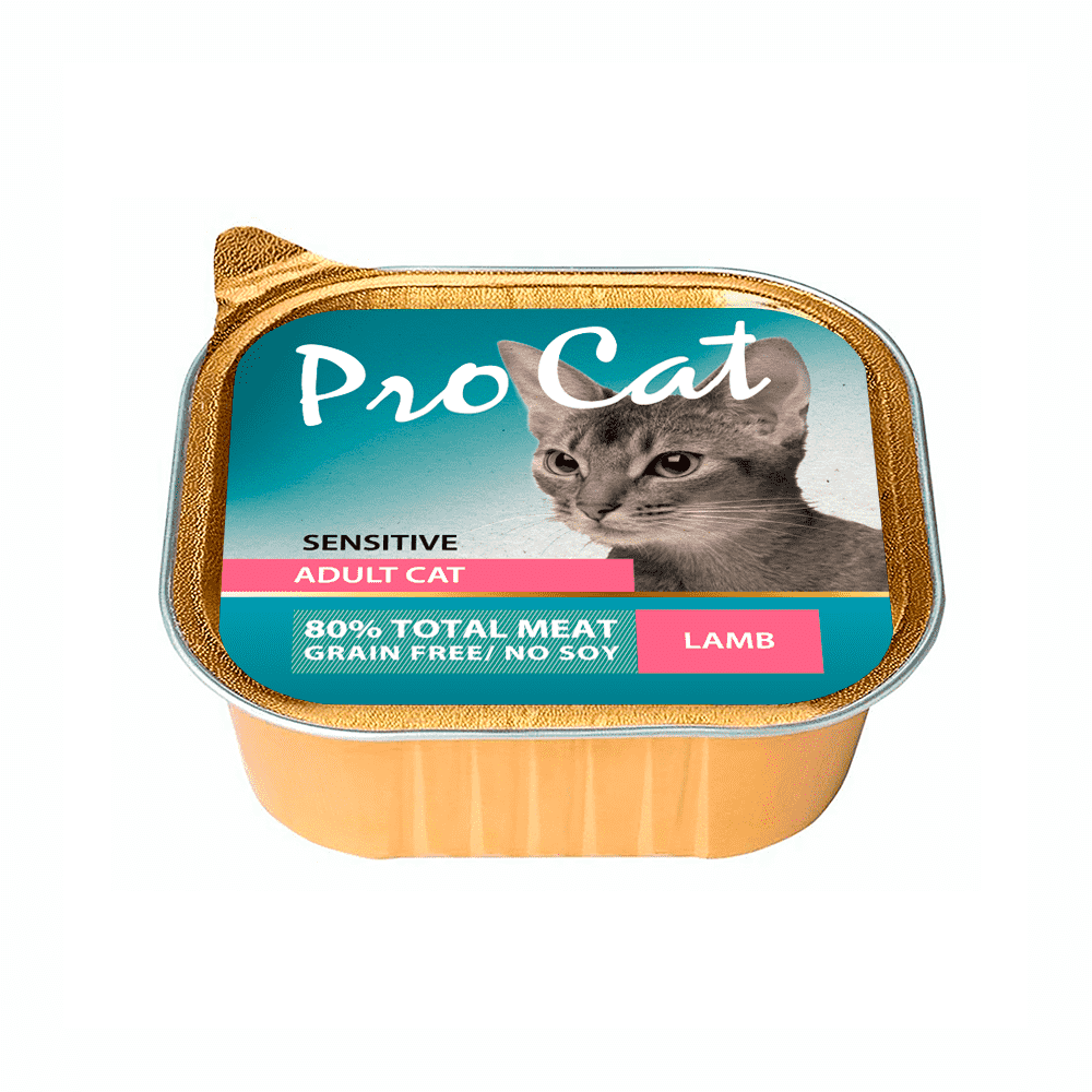 Корм для кошек PRO CAT для чувствительного пищеварения, паштет с ягненком ламист.