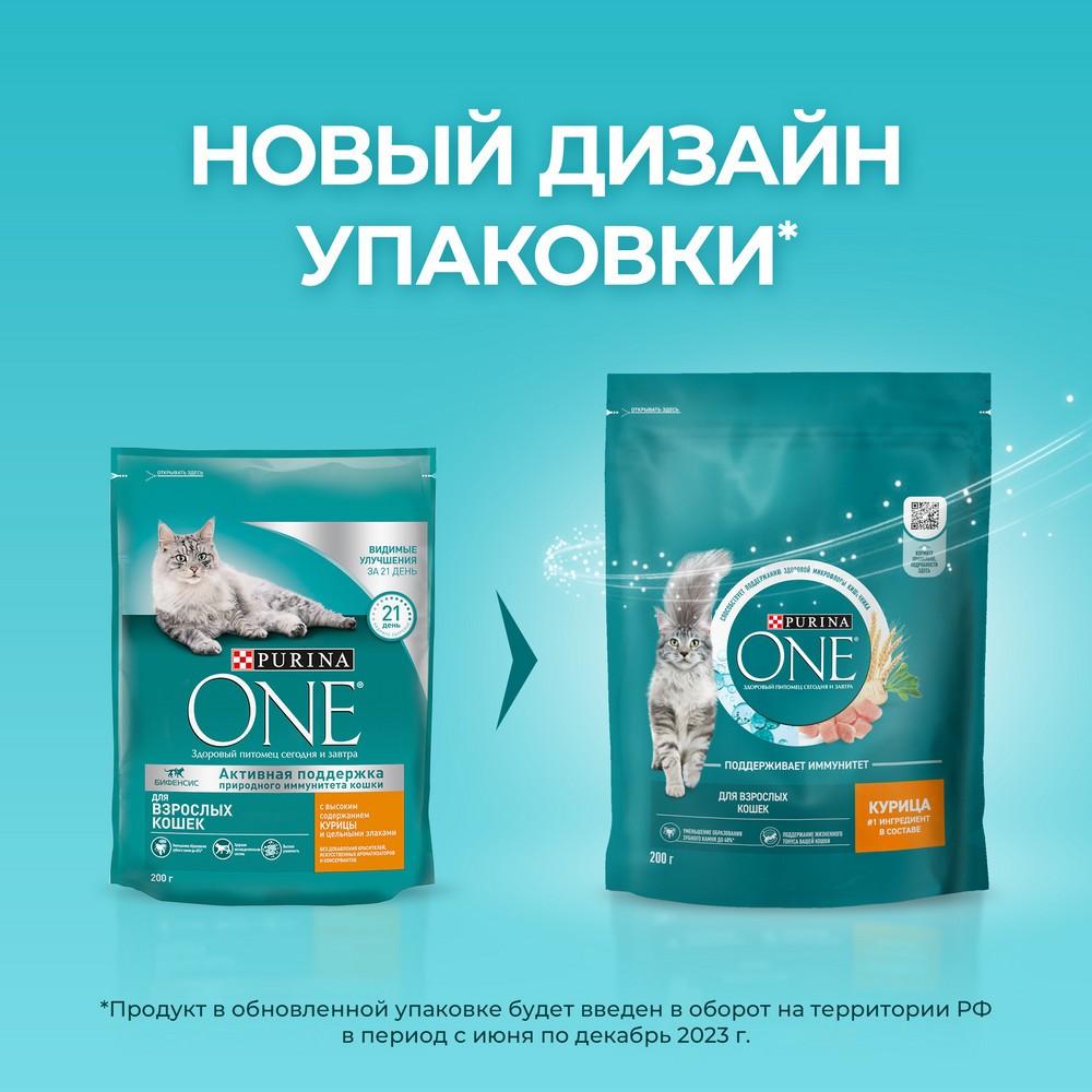 Корм для кошек PURINA ONE Adult с курицей и цельными злаками сух. купить в  интернет-магазине Бетховен