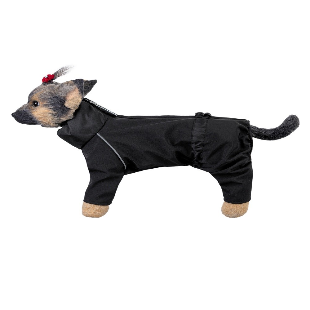 Комбинезон для собак DOG MODA воротник-стойка Softshell (черный) унисекс - 3 спинка 28см