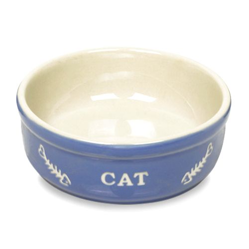 Миска для животных NOBBY керамика голубая с рисунком CAT 13,5x5см