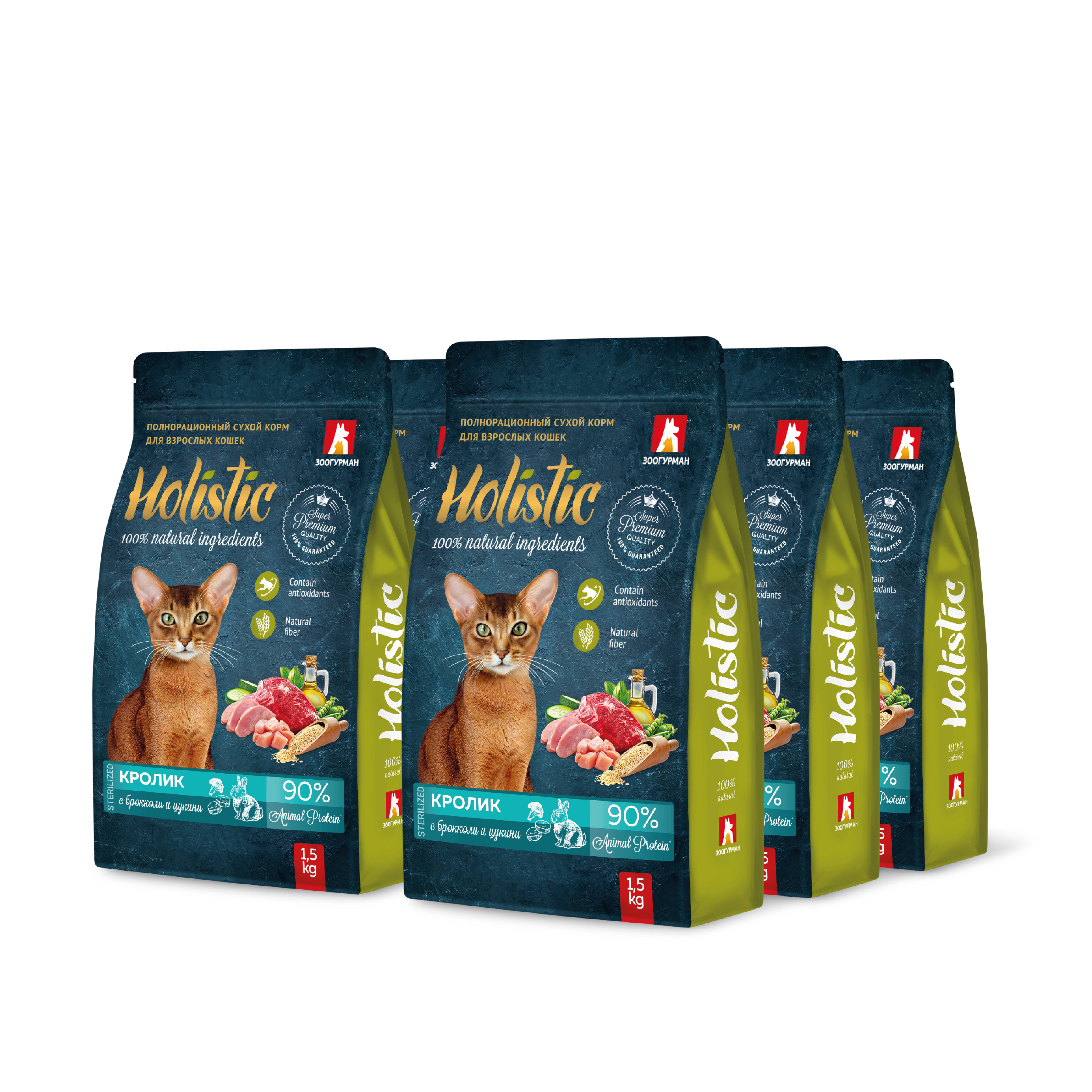 Корм для кошек ЗООГУРМАН Holistic кролик с брокколи и цукини сух.