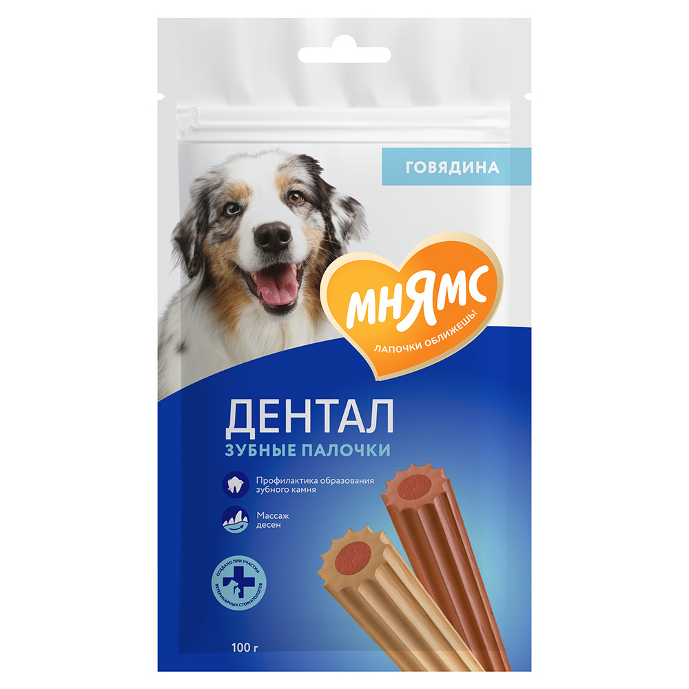 Лакомство для собак Мнямс DENTAL Зубные палочки с говядиной