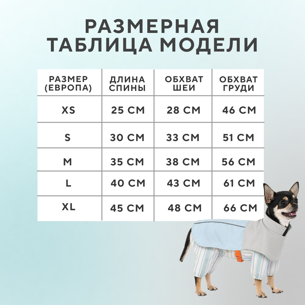 Дождевик-комбинезон для собак FOXIE Storm&Shine трансформер S (длина спины 30см) голубой