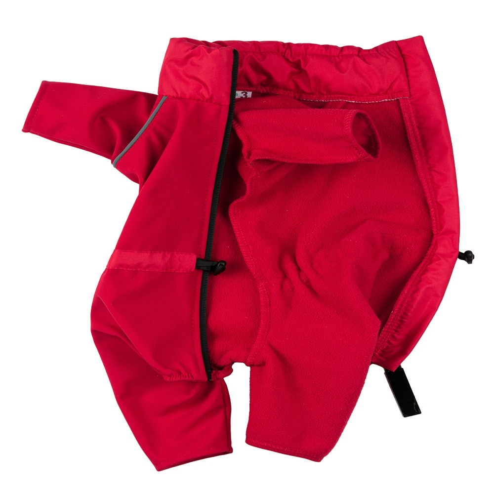 Комбинезон для собак DOG MODA воротник-стойка Softshell (красный) девочка - 5 спинка 37см