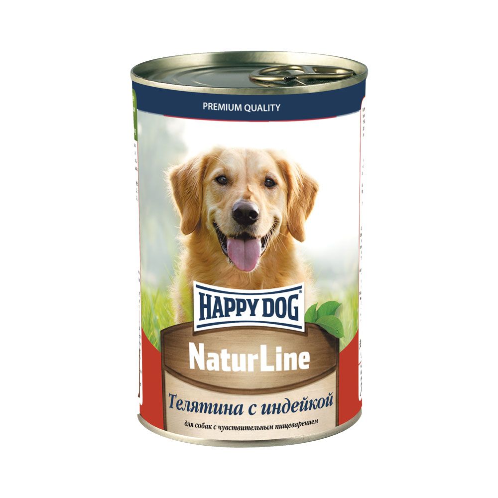 Корм для собак HAPPY DOG Телятина с индейкой нежный паштет банка