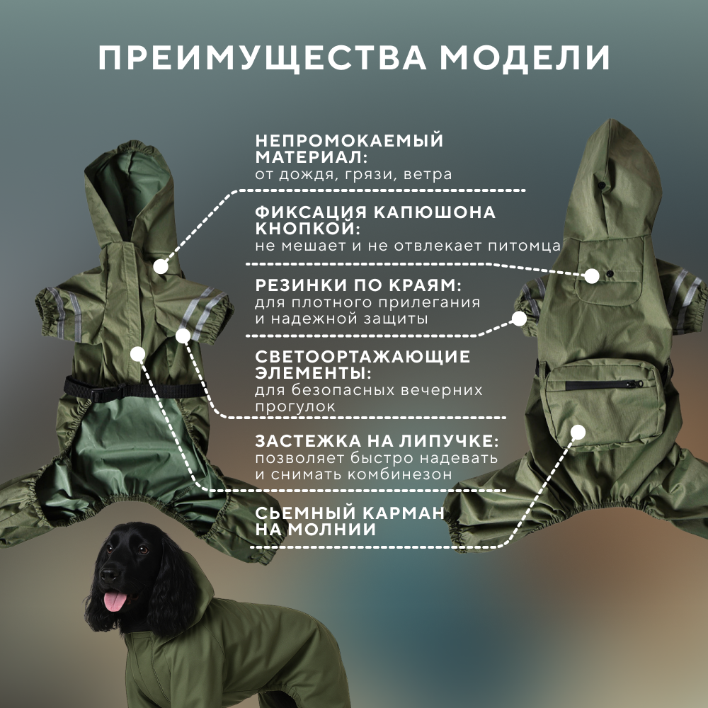 Комбинезон-дождевик для собак FOXIE Grass зеленый