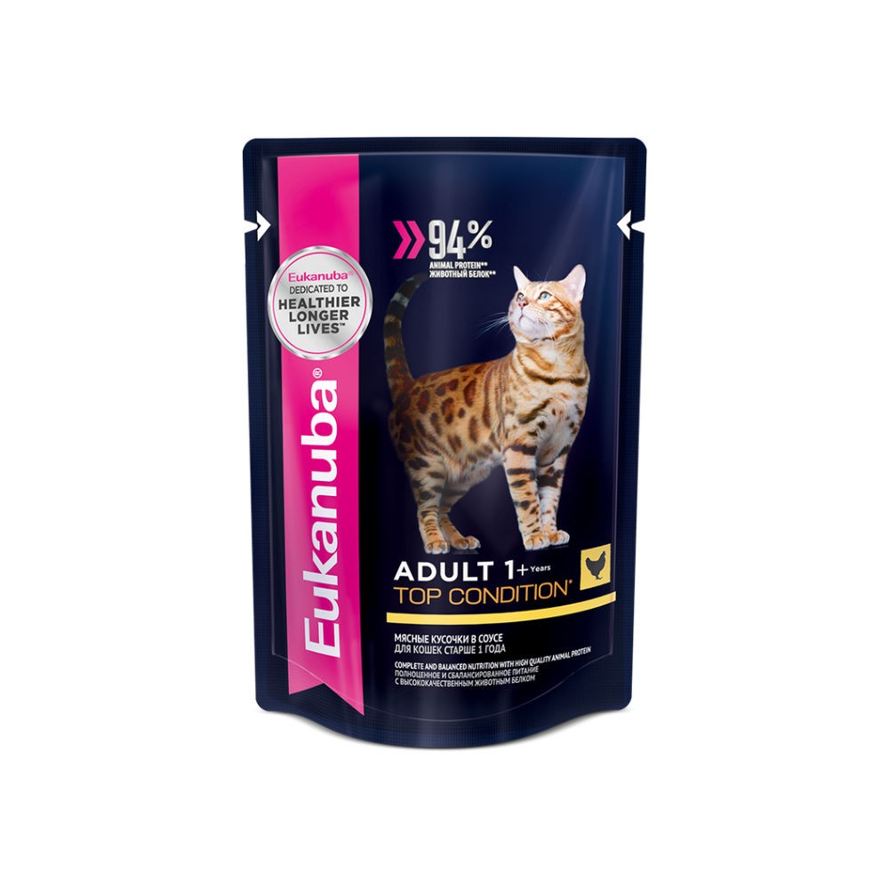 Корм для кошек EUKANUBA Adult Top Condition курица в соусе, пауч