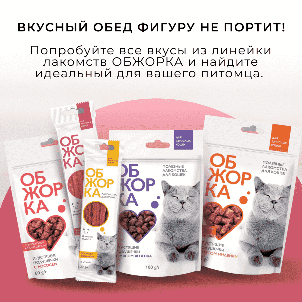 Лакомство для кошек ОБЖОРКА Колбаски Нежные