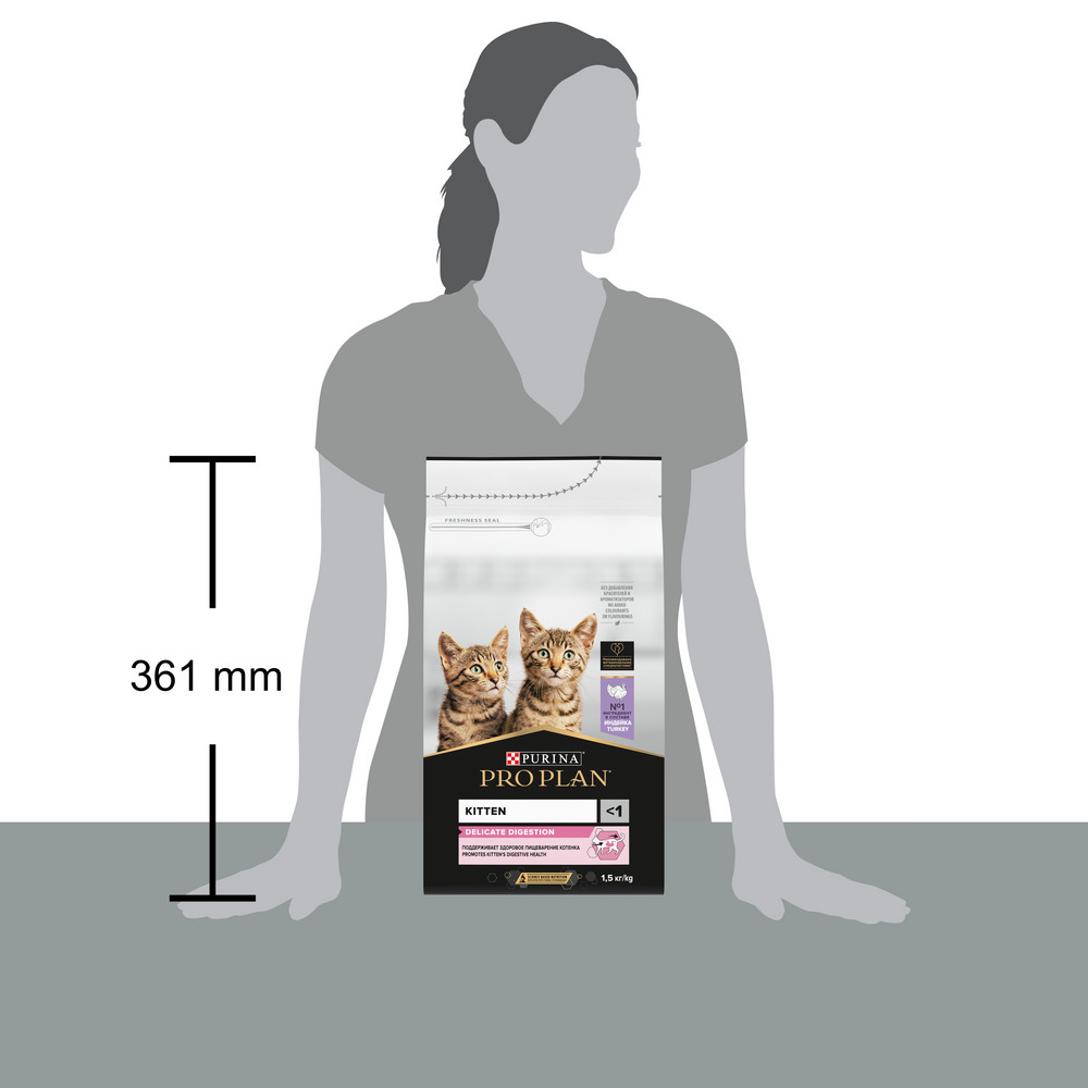 Корм для котят PRO PLAN Delicate с чувствительным пищеварением, с индейкой сух.