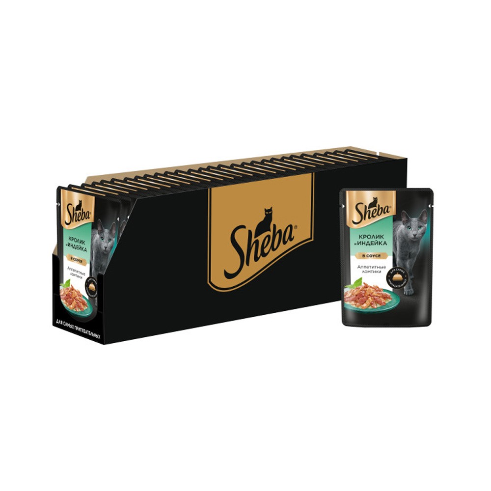 Корм для кошек SHEBA ломтики в соусе кролик с индейкой пауч