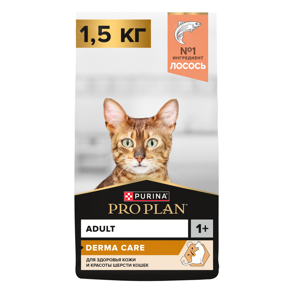 Корм для кошек PRO PLAN Derma Care для здоровья кожи и шерсти, с лососем сух.