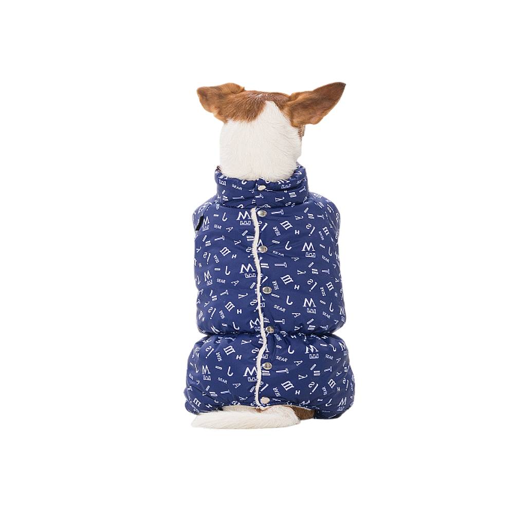 Комбинезон для собак DOG MODA Буквы с кнопками сверху (синий) унисекс 37см (5)