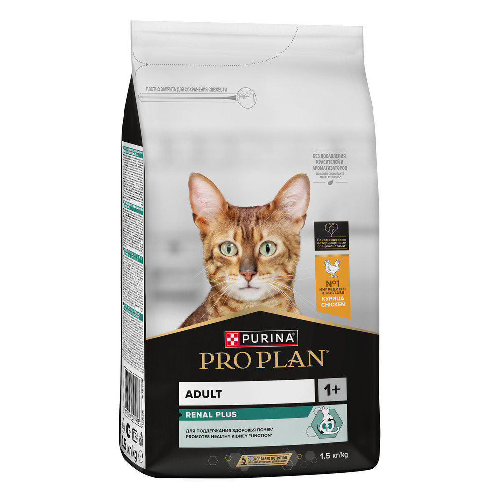 Корм для кошек PRO PLAN Renal Plus для поддержания здоровья почек, с курицей сух.