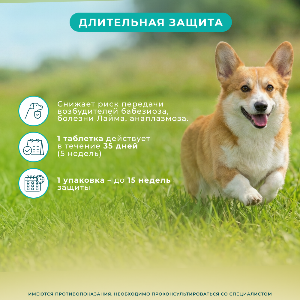 Таблетки для собак ZOETIS Симпарика от блох и клещей (10-20кг) 40мг, 3 таб на 105 дн.