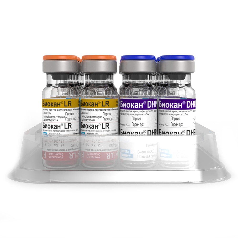 Вакцина для собак BIOVETA Биокан DHPPi+LR (10 доз/уп), 1 доза (сухой+жидкий компонент)