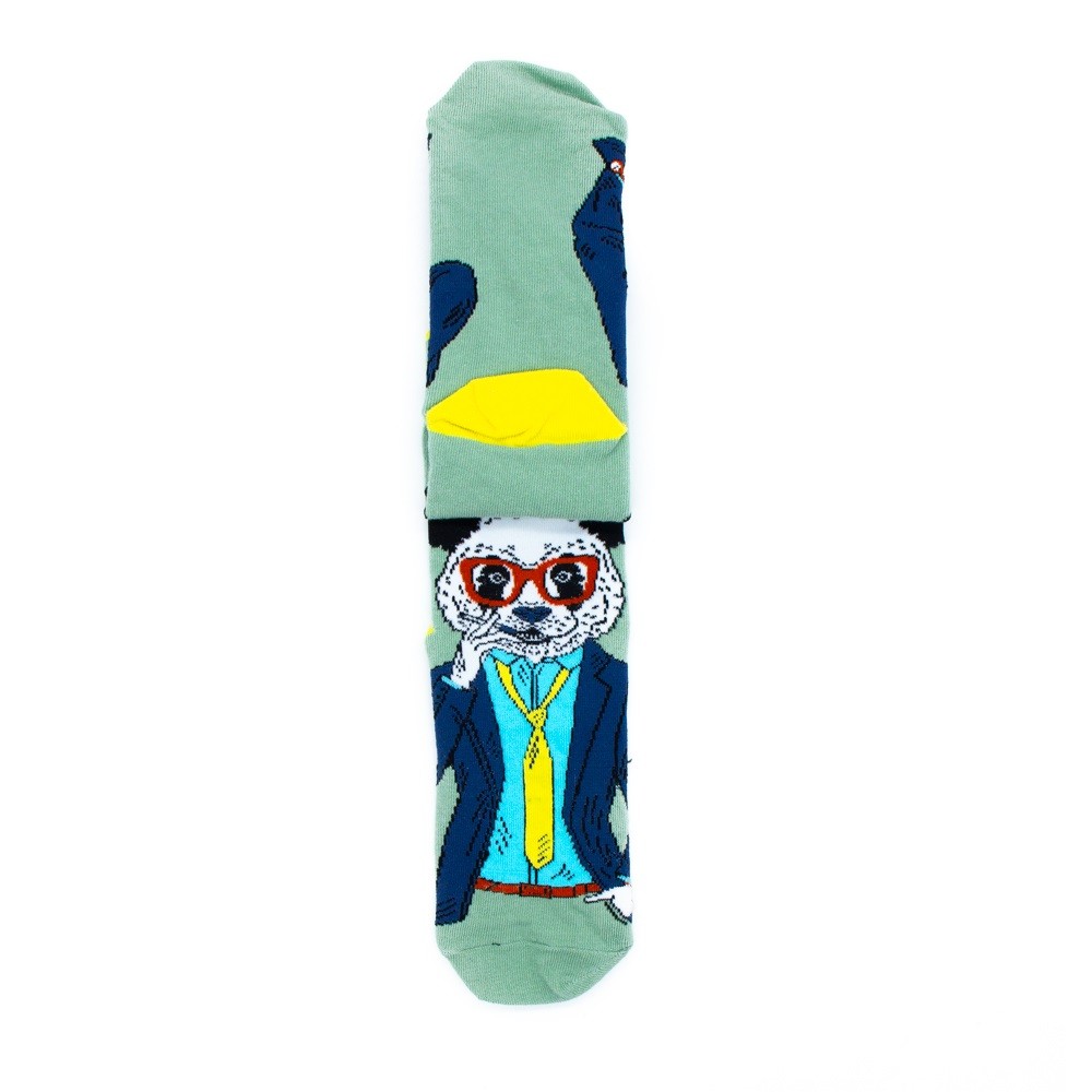 Носки MASTER SOCKS Панда в пиджаке св.зелёный женские р.25