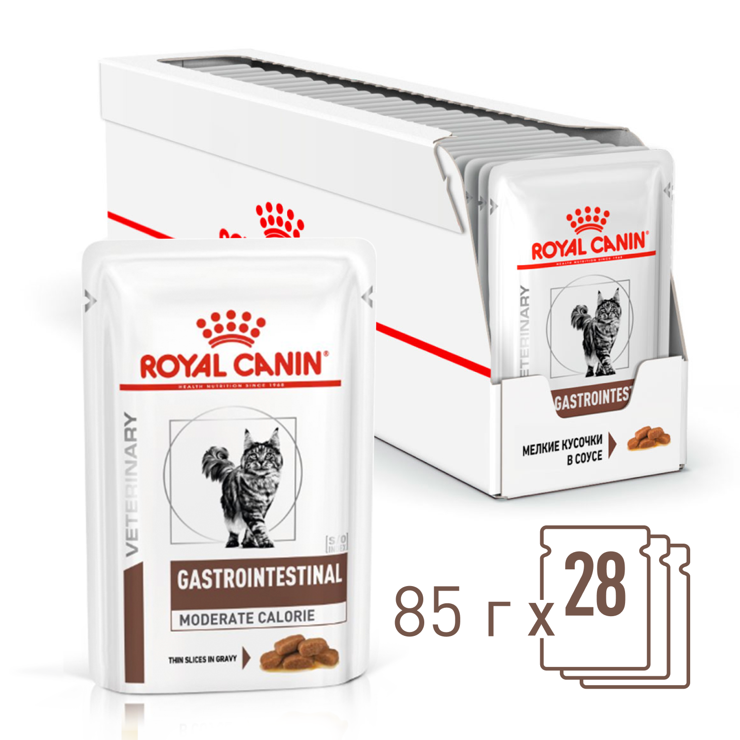 Корм для кошек ROYAL CANIN Vet Diet Gastro Intestinal Moderate Calorie при наруш.пищев, птица пауч
