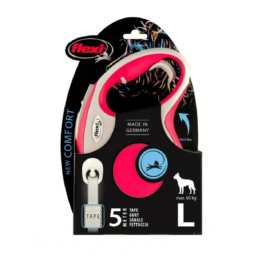 Рулетка для собак FLEXI New Comfort L ременная 5м красная
