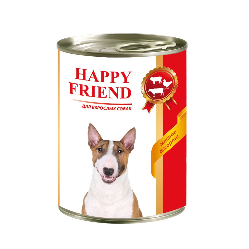 Корм для собак HAPPY FRIEND мясное ассорти банка