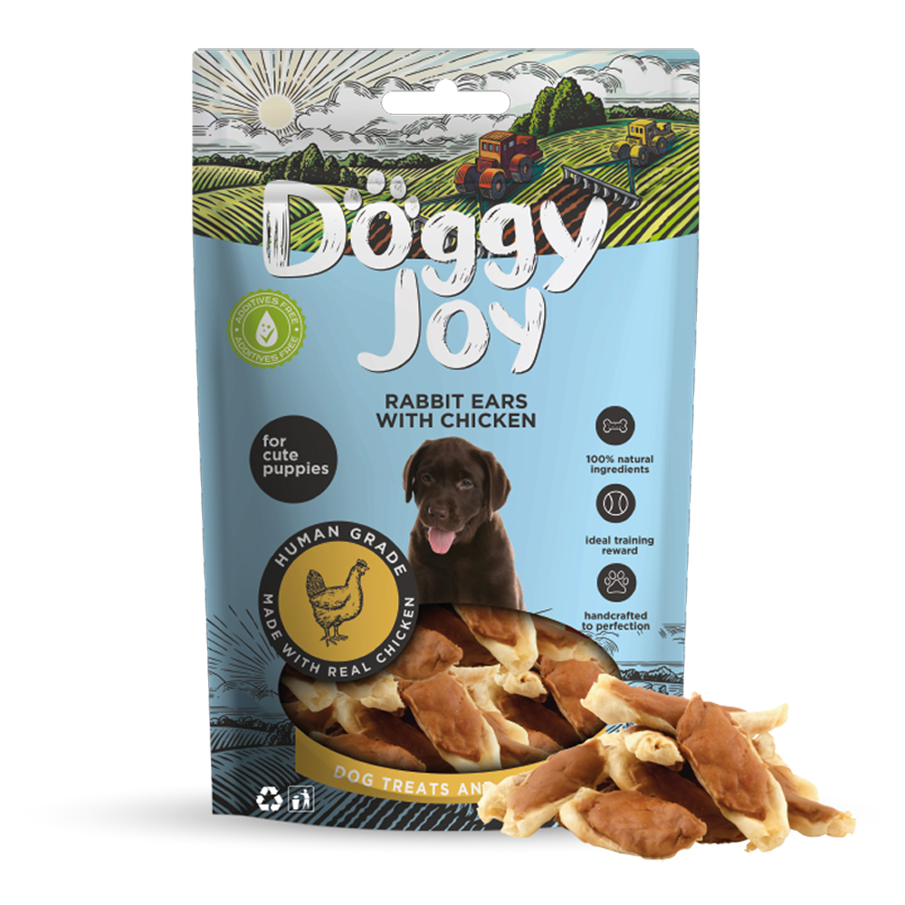 Лакомство для щенков DOGGY JOY 50577 Кроличьи ушки с курицей