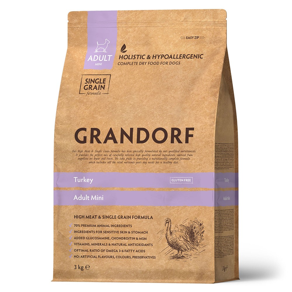 Корм для собак GRANDORF для мелких пород, индейка сух.