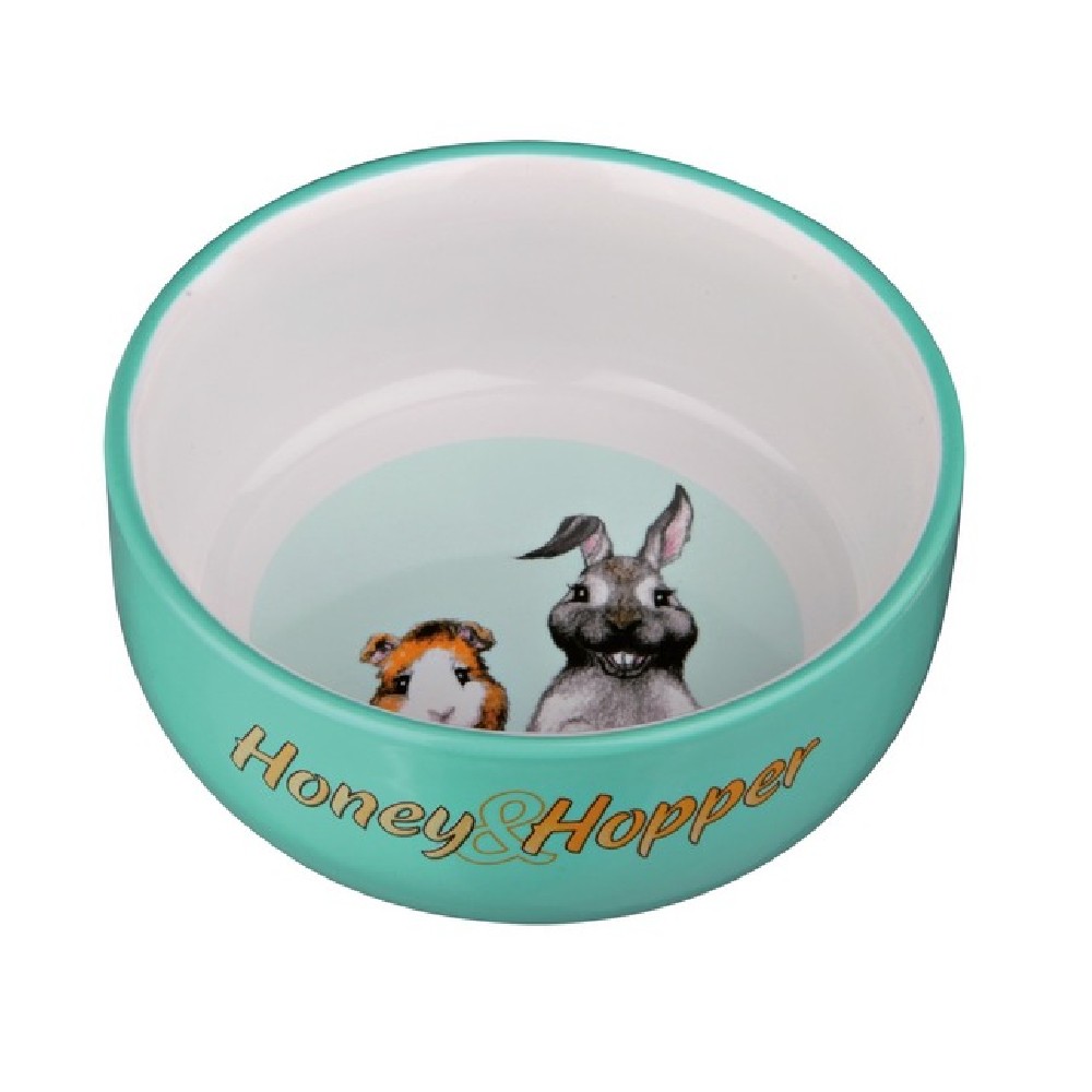 Миска для грызунов TRIXIE керамическая с рисунком Honey & Hopper d11см 250мл