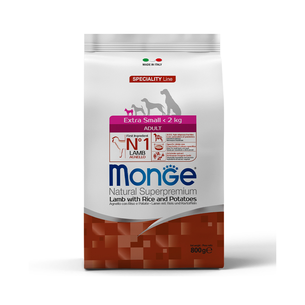 Корм для собак MONGE Dog Speciality Extra Small для миниатюр.пород ягненок, рис, картофель сух.