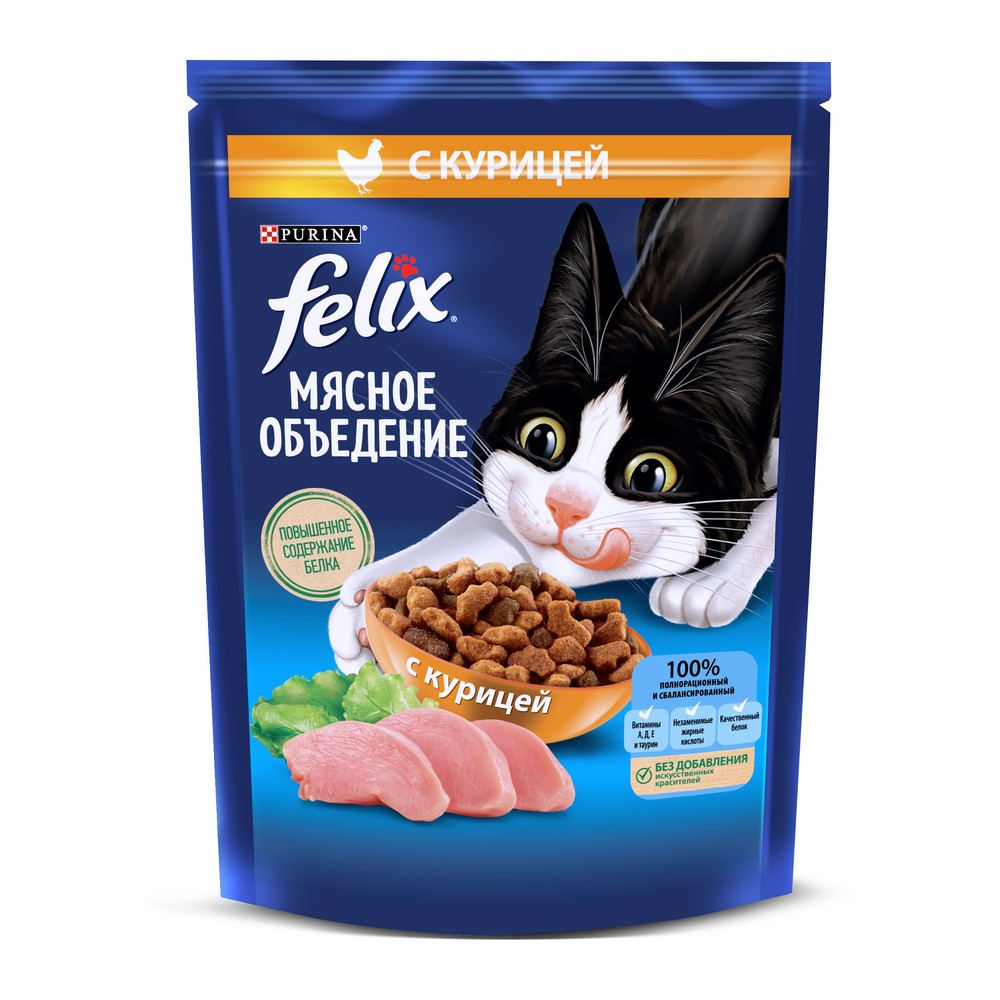 Корм для кошек FELIX Мясное объедение с курицей сух.