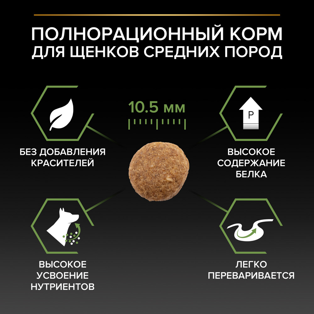 Корм для щенков PRO PLAN Healthy Start для средних пород, с курицей сух.