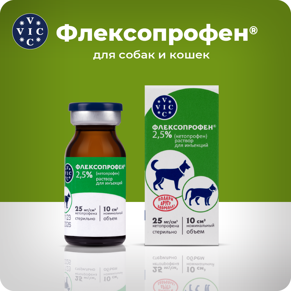 Препарат НПВС DOCTOR VIC Флексопрофен для кошек и собак, 2,5% 10мл