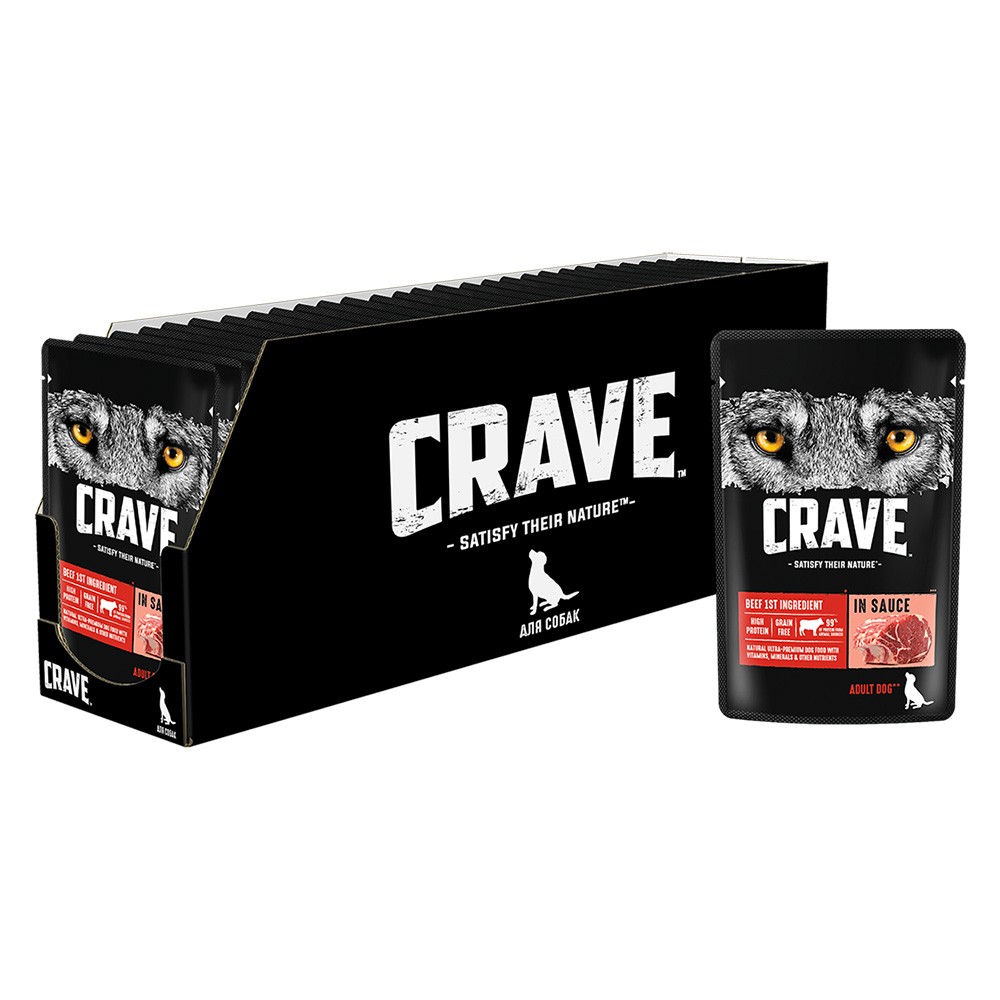 Корм для собак CRAVE говядина в соусе пауч