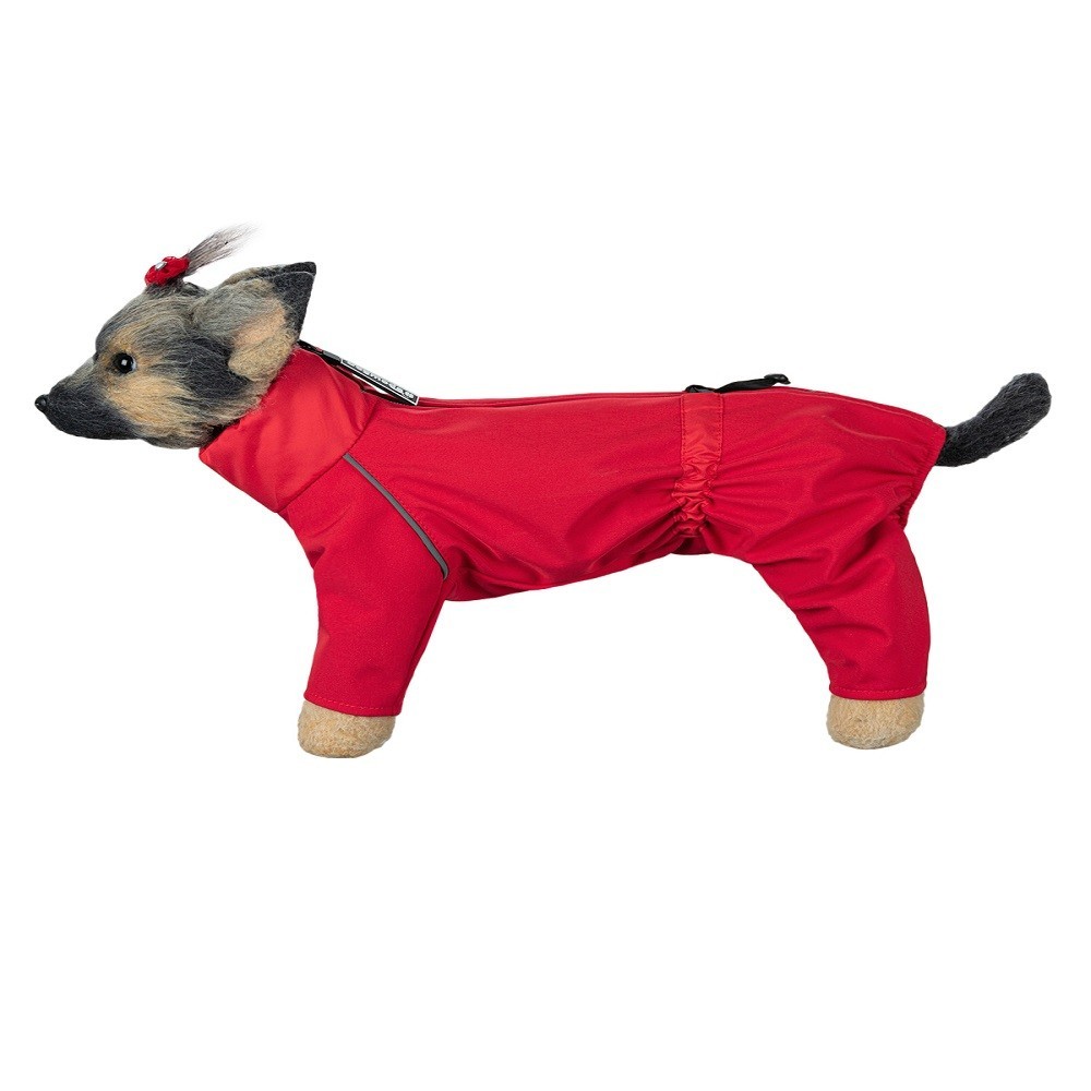 Комбинезон для собак DOG MODA воротник-стойка Softshell (красный) девочка - 4 спинка 32см