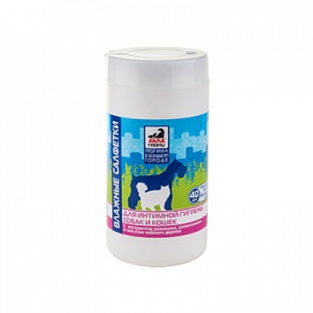 Салфетки НПП ФАРМАКС "Айда гулять!" влажные для интимной гигиены собак и кошек, банка 40шт