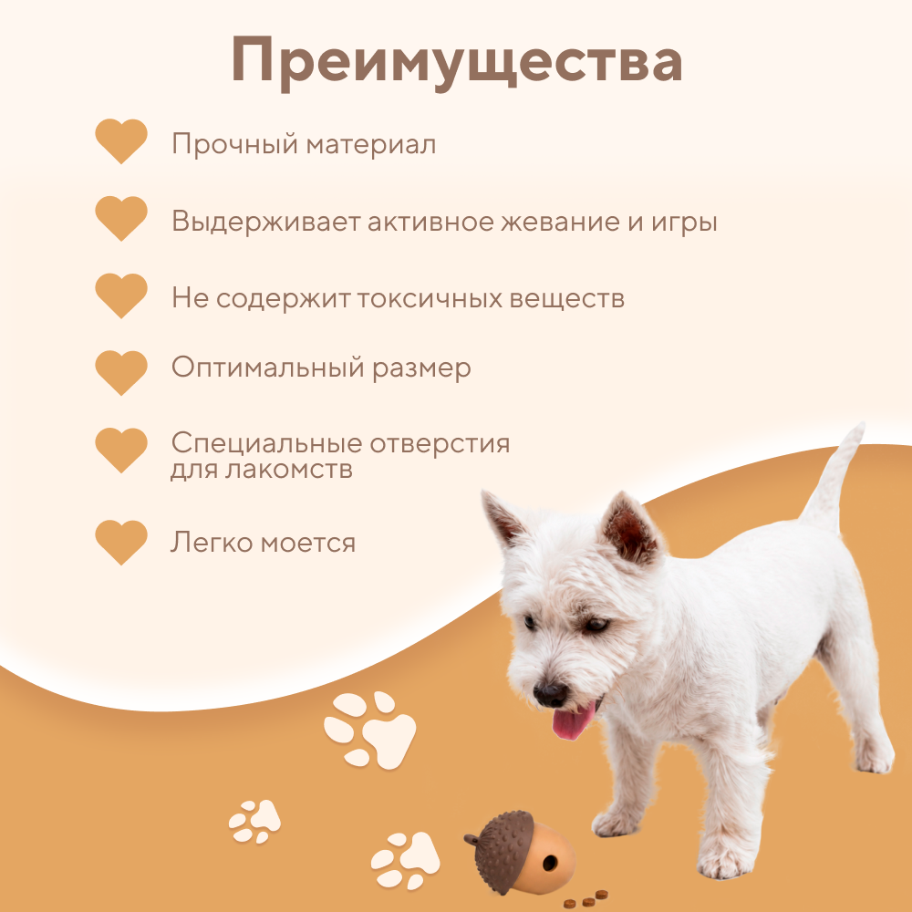 Игрушка для собак FOXIE Желудь для лакомств 8,8х12,1см