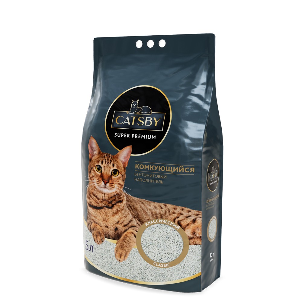 Наполнитель для кошачьего туалета CATSBY Classic комкующийся минеральный 5л