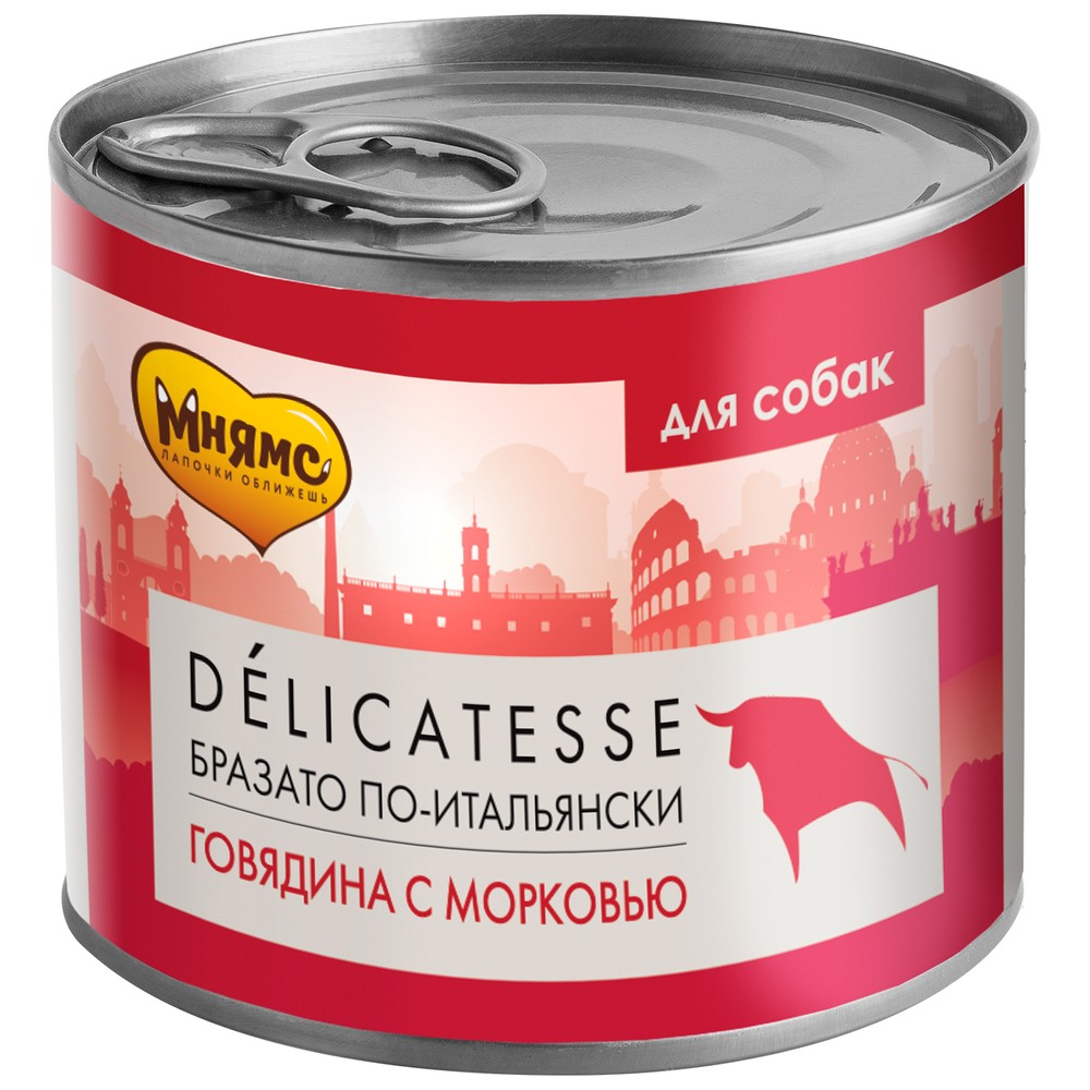 Корм для собак МНЯМС Бразато по-итальянски говядина с морковью банка