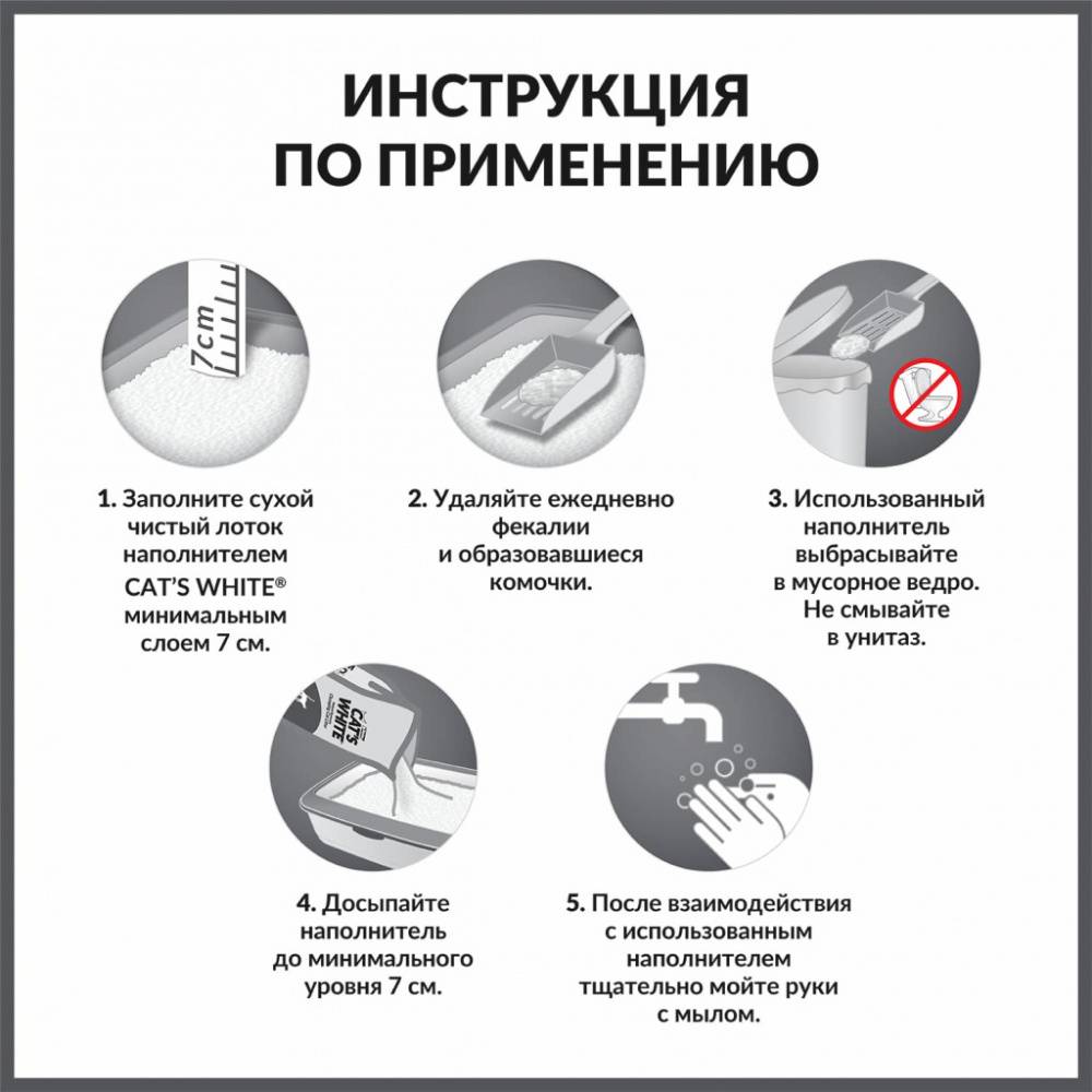 Наполнитель для кошачьего туалета CAT'S WHITE Activated Carbon комкующийся с активированным углем 10л