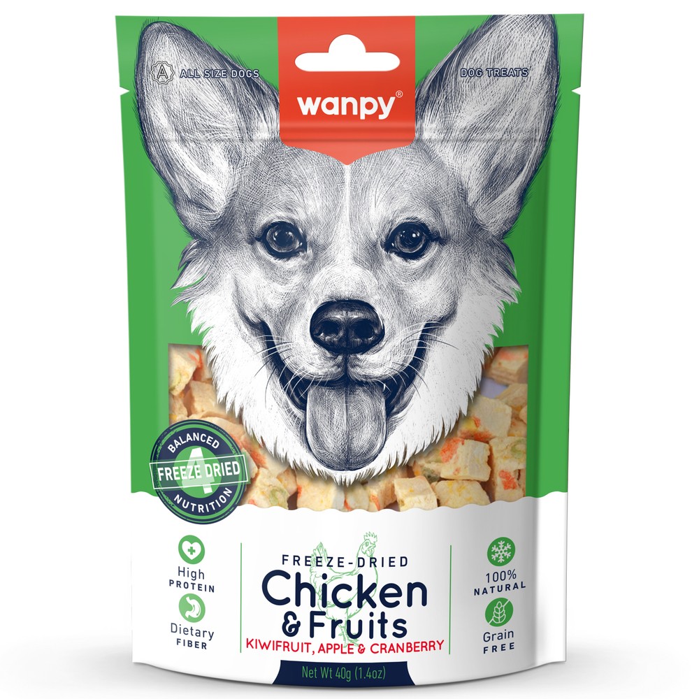 Лакомство для собак WANPY Dog Сублимированное курица и фрукты