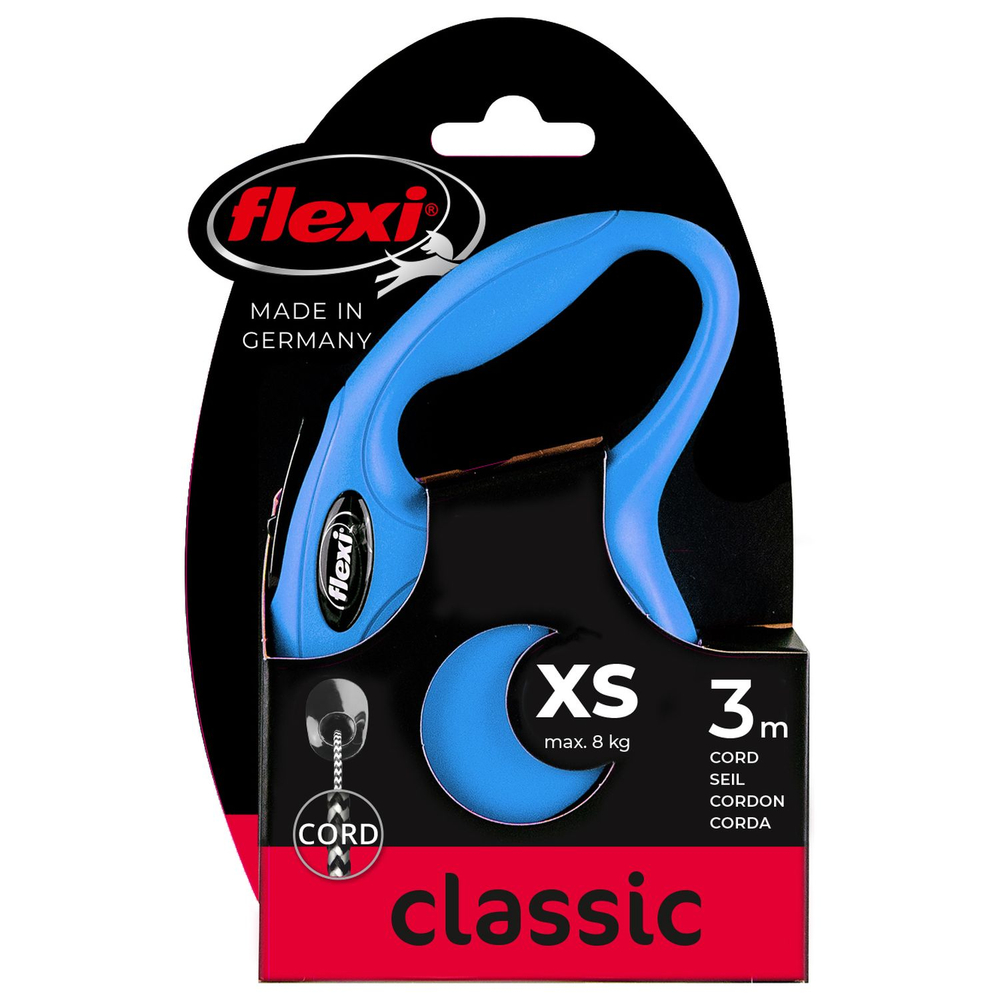 Рулетка для собак FLEXI New Classic XS (до 8кг) 3м трос синяя