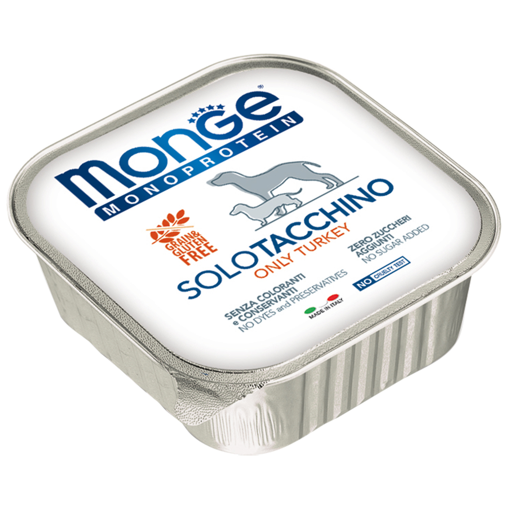 Корм для собак MONGE Dog Monoproteico Solo паштет из индейки конс.