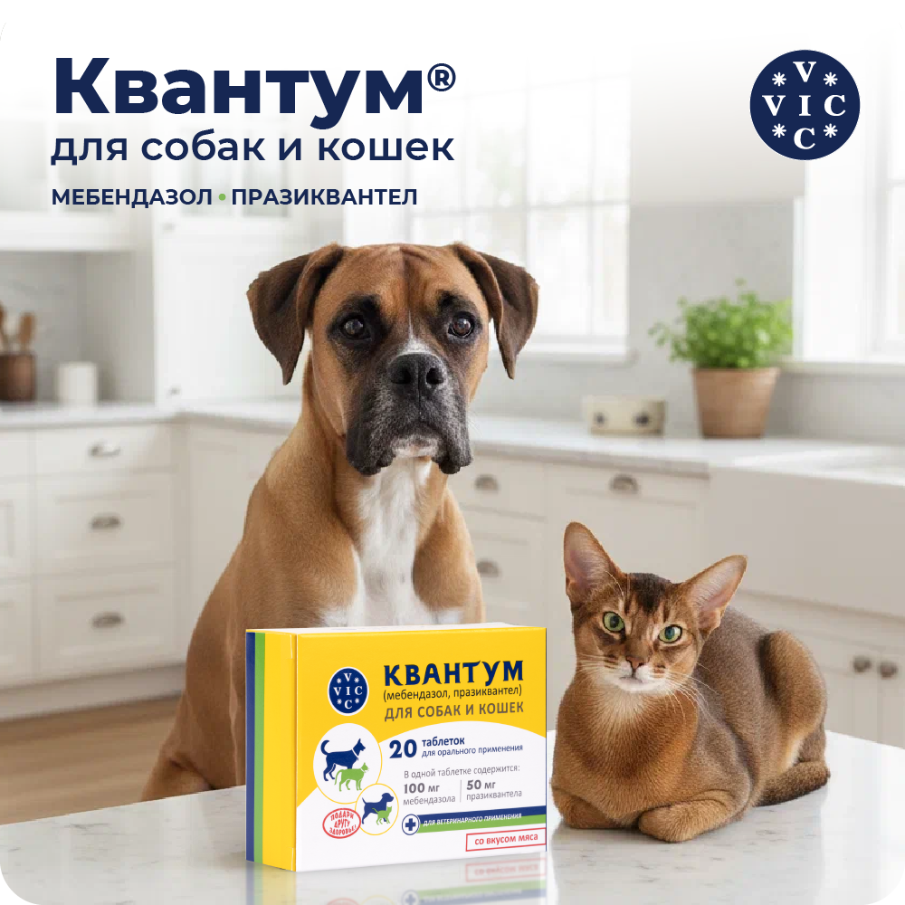Антигельминтик для собак и кошек DOCTOR VIC Квантум 20табл.