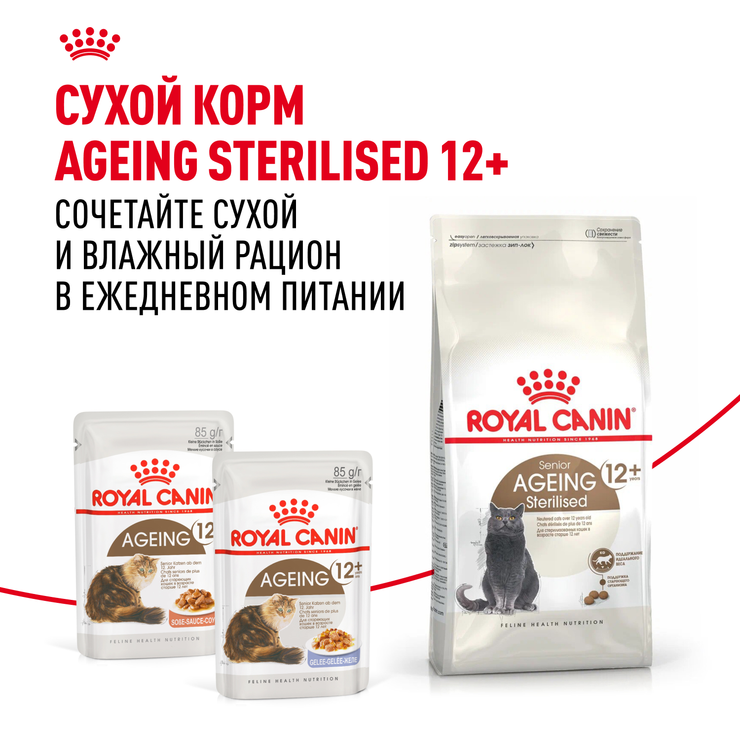 Корм для кошек ROYAL CANIN Ageing 12+ старше 12 лет, в желе конс.